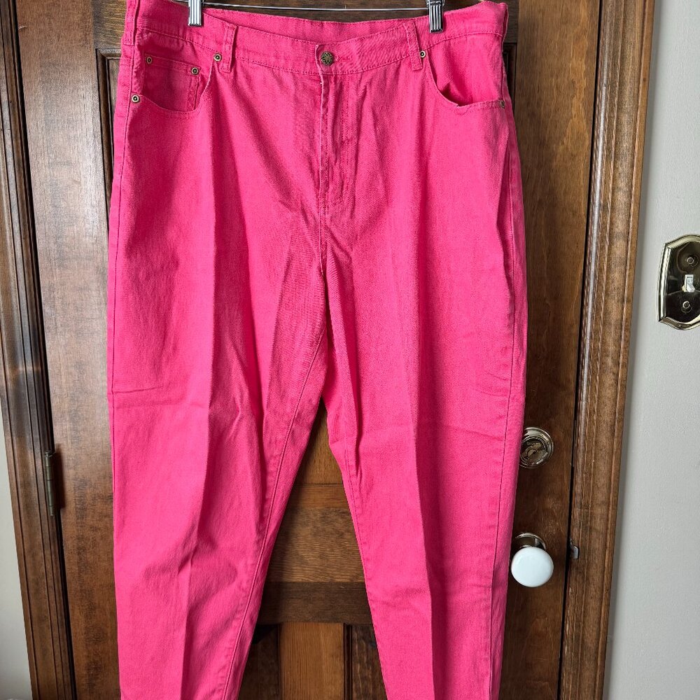 DG2 by Diane Gilman Pink Cropped 5-Pocket Jeans Size 18WT
